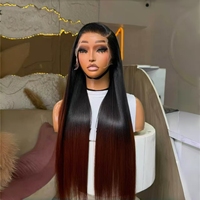 Perruque en cheveux humains 13x4 HD Lace Frontal, 30 pouces, ultra-lisse, Ombré Brun, 200% de densité, sans colle, pré-épilée, avec ligne de cheveux naturelle, vente en gros