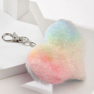 Porte-clés pompon en fausse fourrure de lapin en forme de cœur, mini pompon moelleux en fourrure, vente en gros - Product Image 5