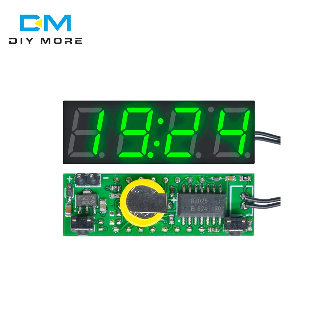 3 In 1 LED DS3231SN นาฬิกาดิจิตอลอุณหภูมิแรงดันไฟฟ้าโมดูล DIY อิเล็กทรอนิกส์สีเขียว