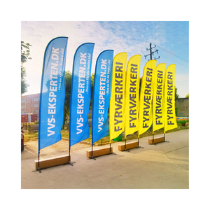 Bandera de viento Base cruzada con bolsa de agua Personalizada Fácil de llevar Protección UV Pluma Flying Banner para carrera - Product Image 5