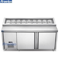 Arsenbo Personnalisable de Luxe Sous-Comptoir de Pizza Congélateurs Réfrigérateur Workbench Table de Préparation Sandwich Table De Travail