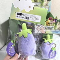 Nouveau style créatif Stylo gel en peluche à presser Aubergine, Pendentif tendance, Haut de gamme, Compagnon de bureau en plastique rose, Figurine de dessin animé neutre