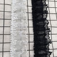 Dentelle brodée florale vintage écologique de 4 cm, noire, en maille élastique froissée à trois couches, pour accessoires de textile de maison, chaussures et sacs