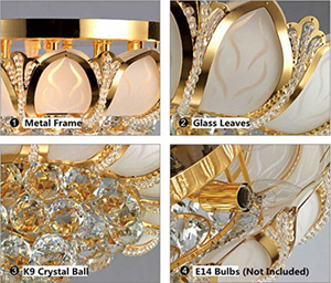 Kristal Plafond Verlichting Decoratieve Woonkamer Kroonluchter Lampen Hotel Hal Lotusblad Lampenkap Hanglamp - Product Image 5