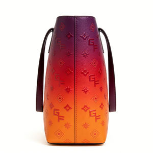 Sac fourre-tout en cuir PU violet et <span class=keywords><strong>orange</strong></span> dégradé coucher de soleil pour femme, motif gaufré, grande capacité - Product Image 3