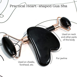 Benutzer definierte Logo-Kosmetik Original Stone Roller Jade Massage gerät Black Obsidian Facial Jade Roller und Gua Sha für Gesicht - Product Image 5