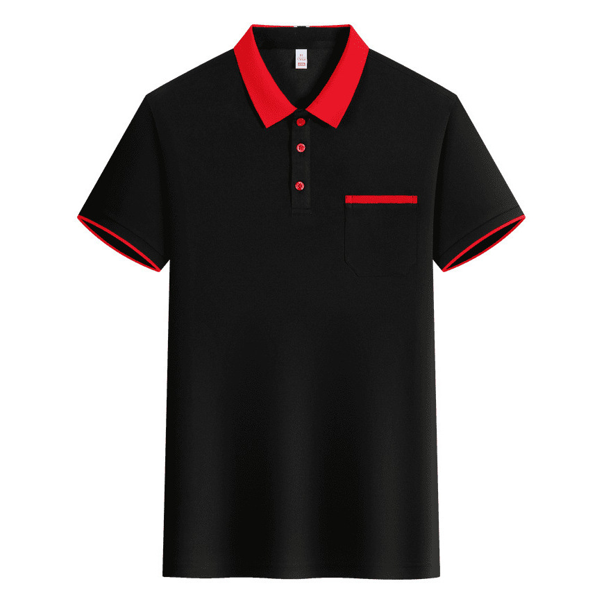 Black coat with red collar