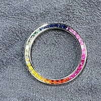 Lunette de montre de luxe en acier inoxydable avec pierres précieuses arc-en-ciel, accessoire de remplacement personnalisé DIY pour la modification et le design de montres de mode
