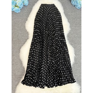 <span class=keywords><strong>Jupe</strong></span> plissée classique à pois, style français, polyvalente, taille haute, coupe trapèze, longueur mi-<span class=keywords><strong>longue</strong></span> - Product Image 6