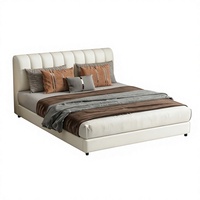 Meubles de chambre à coucher en similicuir au design moderne, lit double king size confortable et réglable avec dossier souple