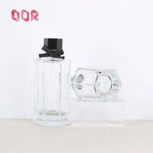 Flacon vide en verre pour parfum, forme personnalisée, facile à presser, 50 ml, 100 ml, bouchon noir en forme de losange, flacons liquides cosmétiques - Product Image 5