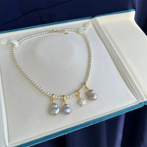 Collar de abalorio de perla Natural gris de lujo claro hecho a mano collar con colgante de calabaza de estrella múltiple para mujer joyería de regalo de playa - Product Image 3