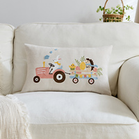 Housse de coussin lombaire brodée tuftée de haute qualité, motif lapin de Pâques, en coton décoratif pour canapé