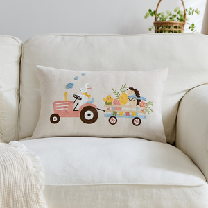 Housse de coussin lombaire brodée tuftée de haute qualité, motif lapin de Pâques, en coton décoratif pour <span class=keywords><strong>canapé</strong></span> - Product Image 1