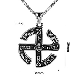 Collar con Colgante de Cruz para Hombre en Acero Inoxidable, Diseño Vikingo Eslovaco, Patrón Geométrico Asimétrico para Uso Diario - Product Image 5