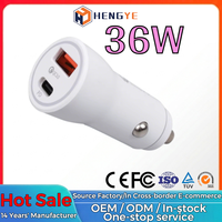 Fabricant OEM, chargeur de voiture pour téléphone portable à charge rapide haute performance, 36W, double port PD PPS QC3.0 PD18W, 2 connecteurs