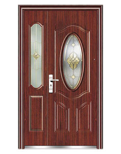 <span class=keywords><strong>Puerta</strong></span> principal de acero con diseño de una <span class=keywords><strong>puerta</strong></span> y media, nuevo estilo, con cristal de seguridad - Product Image 4