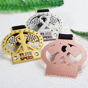 Nuove medaglie sportive in argento dorato e rame personalizzate 1a seconda terza medaglia sportive in lega di zinco e metallo medaglie da corsa con strass - Product Image 4