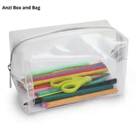 Nouvelle Trousse de Maquillage et Trousse à Crayons Transparente en PVC, Grande Capacité, Boîte à Papeterie avec Fermeture Éclair, Étanche