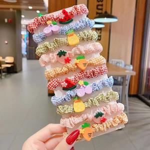 PL nouveau Design mignon 10 pièces/ensemble coloré fleur petite fille cheveux cravate Animal Fruits coton bandeau enfants petit damier chouchous - Product Image 4