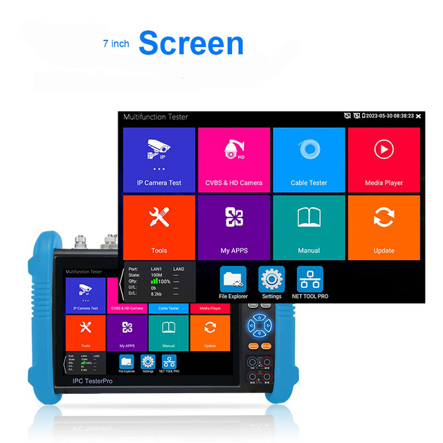 7 Inch Screen All in One Full Functions SDI VGA TDR 4K 8MP IPC CCTV Tester 8K IP/CVBS AHD CVI TVI Analog Camera Tester