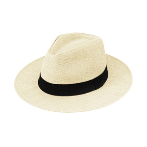 Sombrero de Paja Panamá Natural para Hombre, Estilo Casual, con Cinta de Color Sólido, para Senderismo, Playa, Verano - Product Image 5