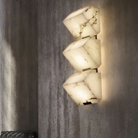 Applique Murale LED pour Salon, Design Escalier Artistique, Double Température de Couleur, Nouveau Style Chinois, Marbre et Fer, CRI 80 Élevé, Universelle pour