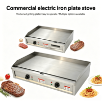Grill électrique professionnel TenFun en acier inoxydable épaissi pour restaurant, bar à steak, snack-bar, plaque de cuisson Teppanyaki de table