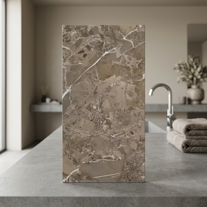 Venice Brown 600x1200mm Glossy Polished Porcelain Wall Floor Tiles Marble Look 8.5mm - Product Image 1