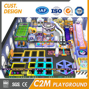 Overdekte, levendige trampolinepark met meerdere niveaus, speeltuin voor kinderen met glijbaan en ballenbak voor commerciële attractieparken - Product Image 5