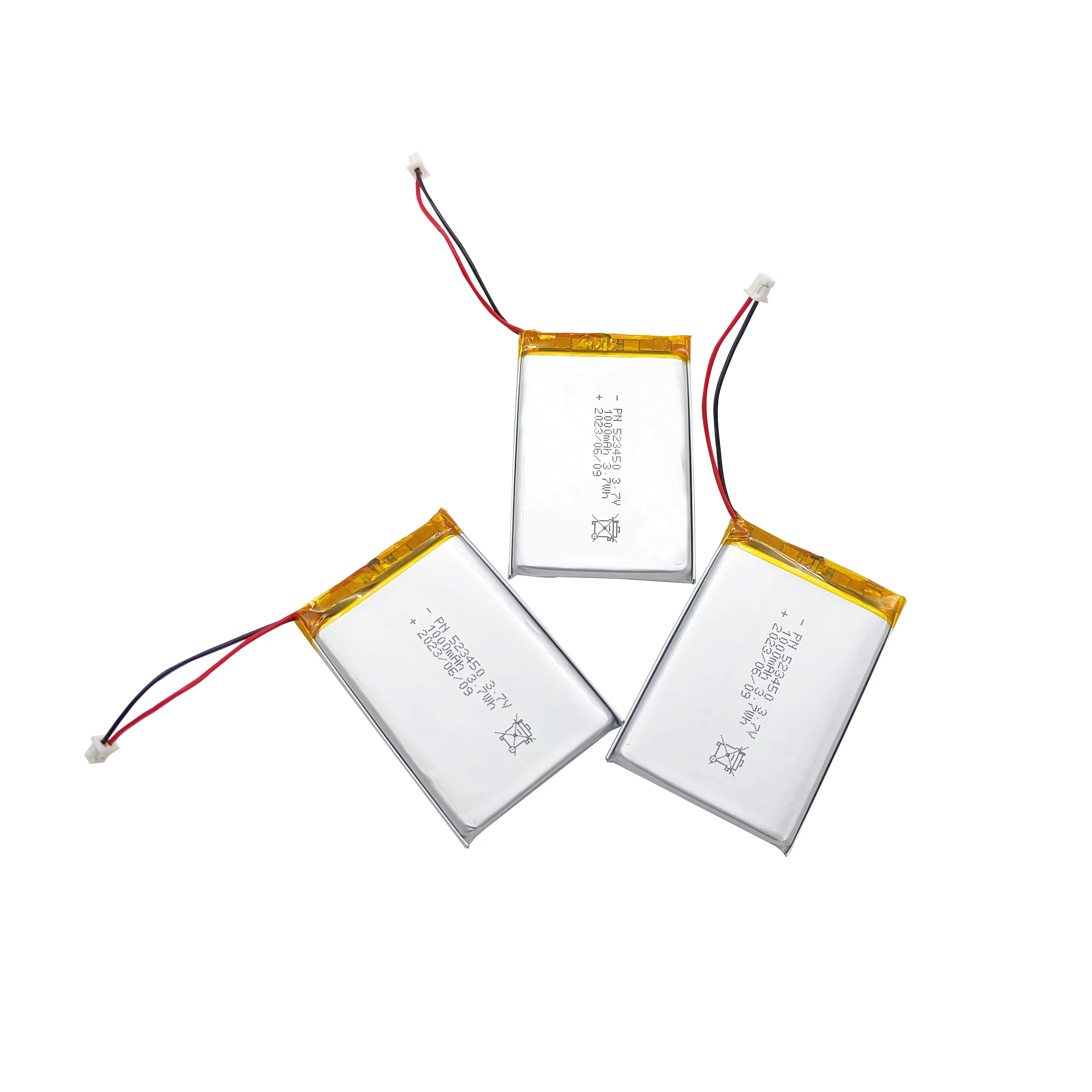 Jiushun baterai Li-Ion Lipo 523450 3.7v, baterai polimer Lithium 1000mAh untuk catu daya