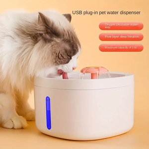 87oz/2.6L अल्ट्रा शांत बिल्ली पीने के फव्वारे के साथ फिल्टर स्वचालित पीईटी पानी के फव्वारे के साथ बिल्ली पानी के फव्वारे एलईडी प्रकाश - Product Image 2