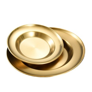 Stainless Steel Round Fruit Tray Gold Plated Elegant Serving Plate For Hotel Meals - Product Image 2