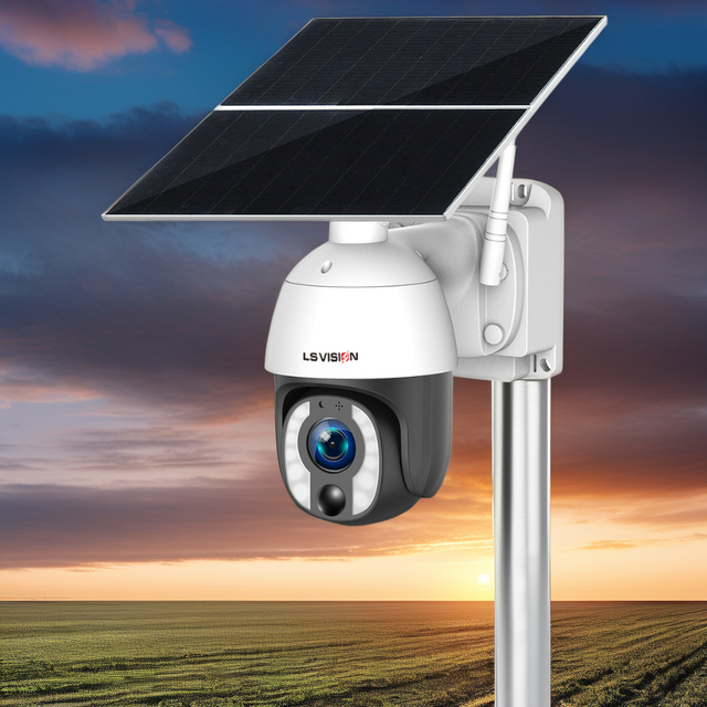 LS VISION 2024 New 20X Zoom 4G Solar CCTV Outdoor System Camera 5MP PTZ  40m PIR Movement Tracking Security Cameras