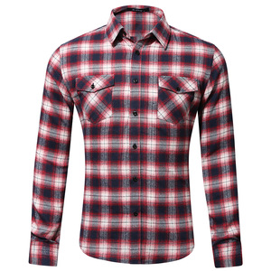 <span class=keywords><strong>Camicia</strong></span> <span class=keywords><strong>a</strong></span> <span class=keywords><strong>Quadri</strong></span> in Flanella di Cotone Premium OEM per <span class=keywords><strong>Uomo</strong></span>, Manica Lunga con Bottoni, <span class=keywords><strong>Camicia</strong></span> Casual con Due Tasche sul Petto - Product Image 3