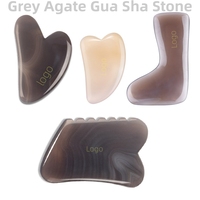 Pierre Gua Sha en Agate Grise Luma 100% Naturelle, Outil de Massage Facial en Jade Gris avec Logo Personnalisé, Peigne Gua Sha Beauté