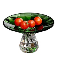 Glazen kristallen dessertplateau 6 inch, fruitplateau met diamantgeslepen rand, snoep- en hapjesstandaard voor bruiloft, feest en thuisdecoratie
