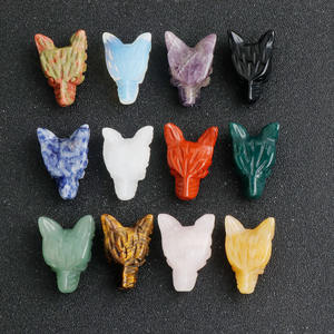 งานแกะสลักหัวหมาป่าขนาดเล็กจากหินโรสควอตซ์ ดรีมอะเมทิสต์ และคริสตัลอื่นๆ สำหรับขายส่ง เหมาะสำหรับเป็นของขวัญ - Product Image 2