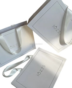 Sacs à provisions en papier de luxe personnalisés avec poignée en ruban Sac à provisions en papier personnalisé avec votre propre logo - Product Image 3