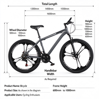 Vélo de montagne tout-terrain pour adultes de 26 pouces, 21 vitesses, frein à disque, fourche en acier, suspension avant, pédale ordinaire, écologique, capacité de charge de 160 kg