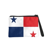 Dompet Koin Mini Berbahan Kanvas Poliester dengan Cetakan Bendera Nasional Panama, Dilengkapi Resleting, untuk Koin dan Barang-Barang Kecil