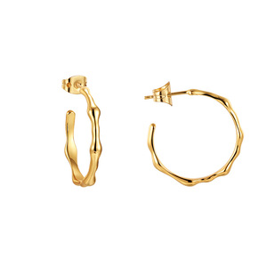 Boucles d'oreilles rétro françaises pour femmes avec lignes géométriques irrégulières, plaquées or 18 carats, lisses, accessoires de mode - Product Image 5