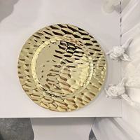 Plaque de charge en plastique réutilisable brillante de luxe pour fête d'hôtel Plaques de chargeur rondes de galvanoplastie d'or brillant d'événement de mariage bon marché
