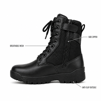 Bottes tactiques pour hommes en cuir de vache, lacets, fermeture éclair, semelle extérieure composite en caoutchouc + EVA, antidérapantes, chaussures de randonnée en montagne, été/hiver