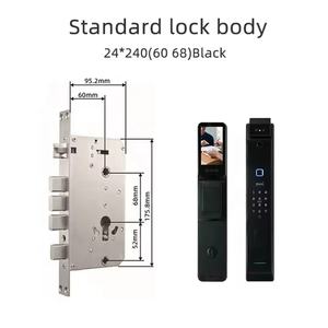 Tuya Kunci Pintu Pintar Aluminium Aloi, keamanan rumah WiFi sidik jari akses kamera mata kucing kunci kartu pintu depan pintu kayu - Product Image 5