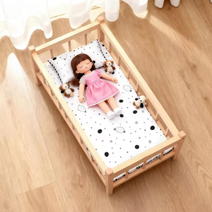 Новая деревянная двухъярусная кровать для кукол с подушкой и одеялом, игрушки для ролевых игр, детский игровой домик, мебель для ролевых игр малышей - Product Image 3