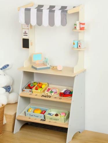 Carrito De La Compra Para Niños Con 20 Piezas De Frutas Y Verduras | Juguete De Cocina Con Escáner De Luces Y Sonidos | Aprendizaje Preescolar
