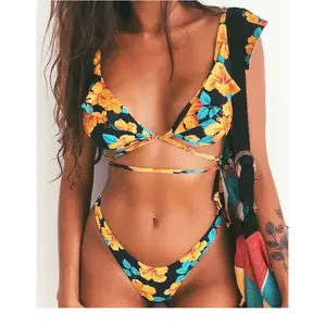 2020 Rüschen Retro Bademode Frauen Sexy Vintage Badeanzug Brasilianische Tanga Bikini Set