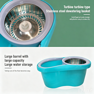 Ensemble de balai serpillère rotatif en microfibre avec seau essoreur et manche absorbant en plastique, idéal pour le nettoyage des sols domestiques - Vente chaude et populaire - Product Image 5