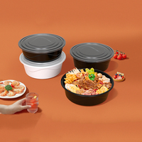 Bassin rond blanc jetable de la catégorie comestible pp avec la gamelle transparente de couvercle 2000ML ~ 5000ML conteneurs d'emballage alimentaire de grande capacité